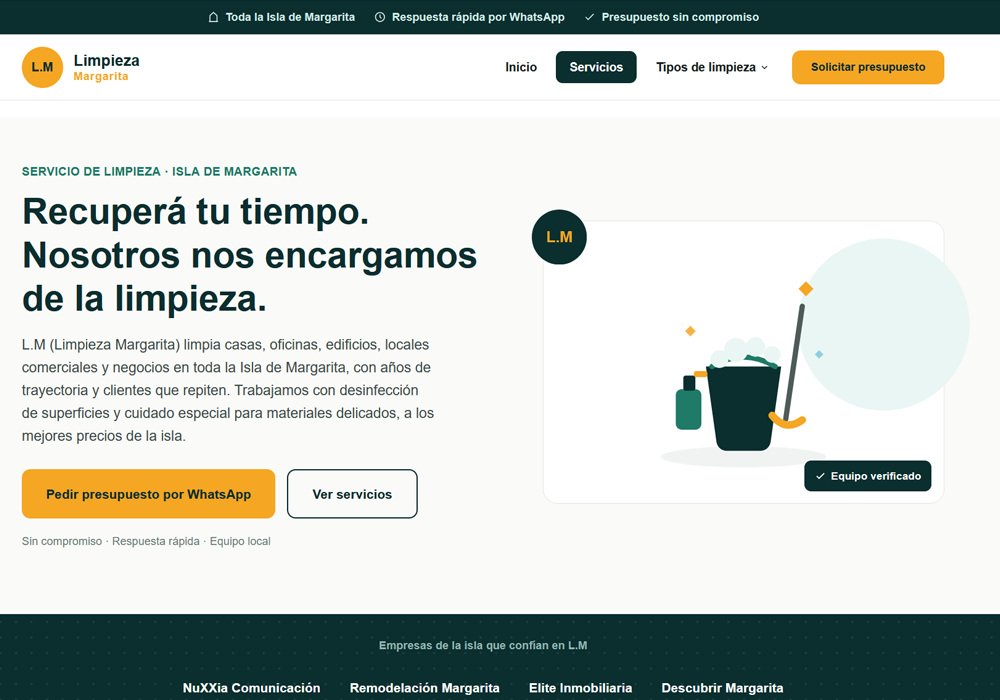 Servicio de limpieza en la Isla de Margarita LM